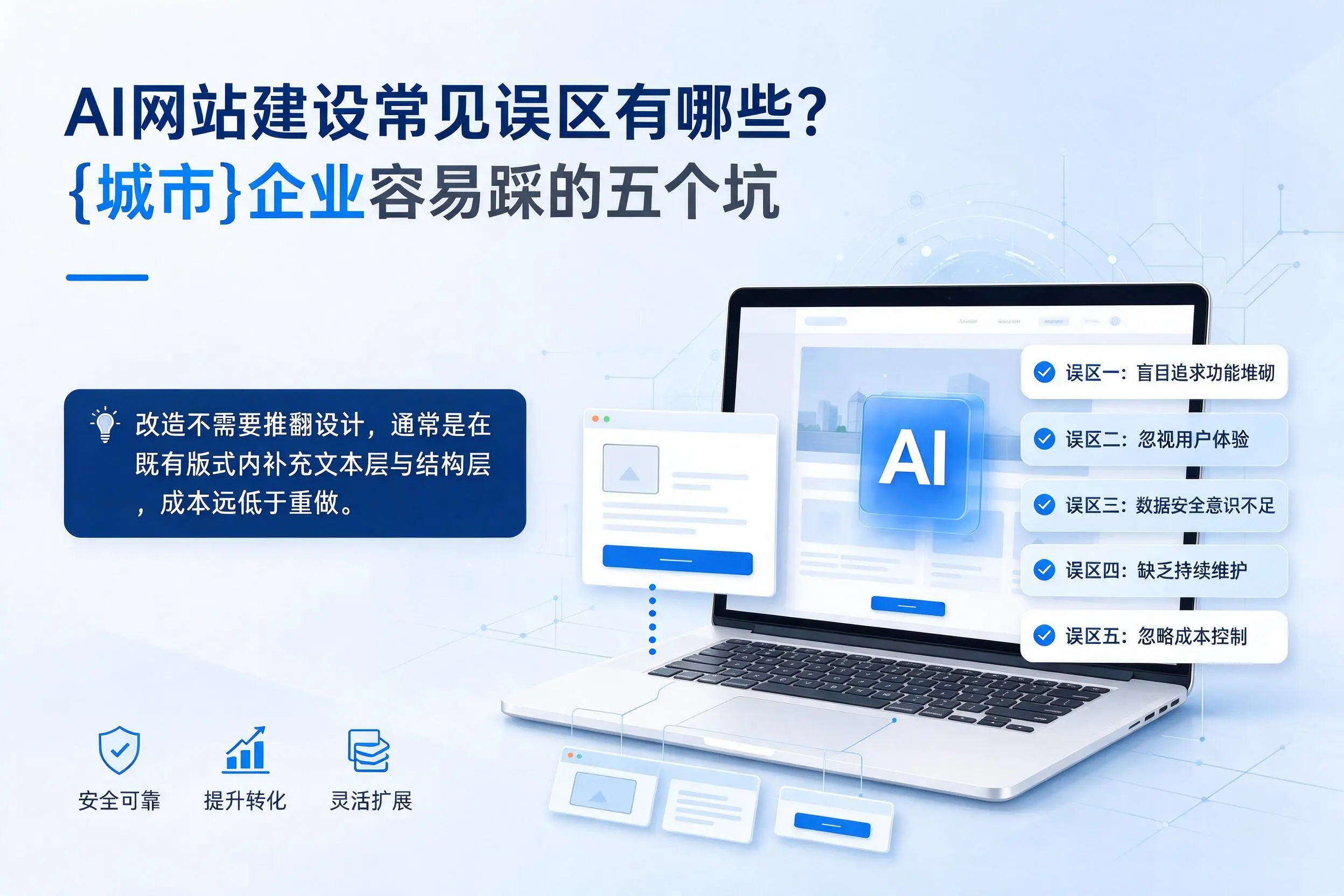 AI网站建设常见误区有哪些?铜仁企业容易踩的五个坑