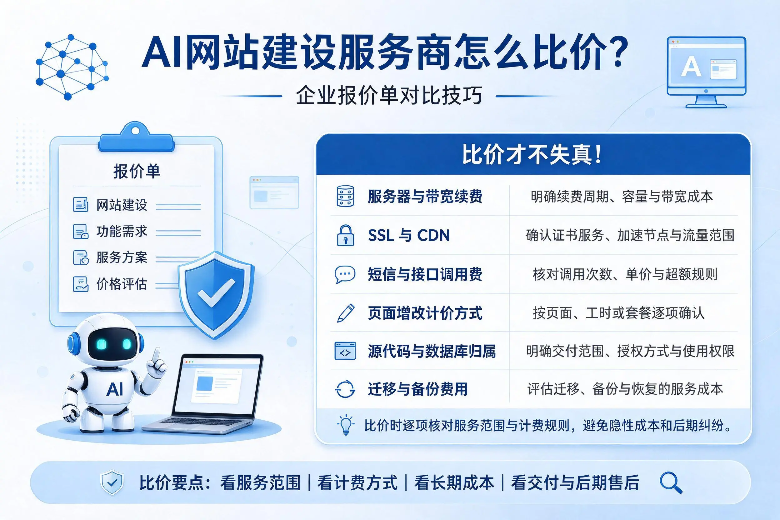 AI网站建设服务商怎么比价?铜仁企业报价单对比技巧